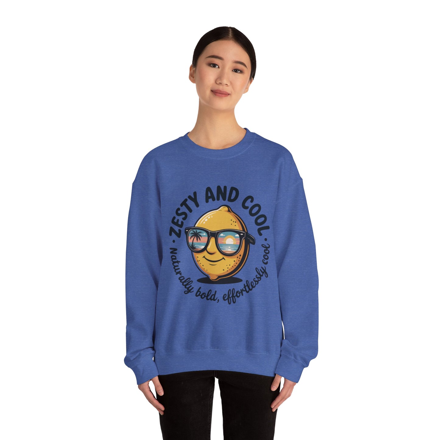 Zesty and Cool Crewneck Sweatshirt, Womens Lemon Sweatshirt for Casual Wear, Trendy Gift, Summer Vibes, Comfortable Apparel