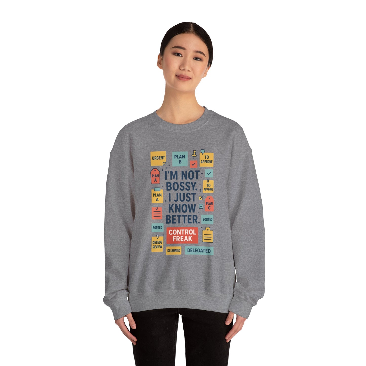 Funny Womens Control Freak Sweatshirt, Bold Sarcastic Quote Pullover, Ideal Gift for Bossy Friends, Funny Womens Sweatshirt
