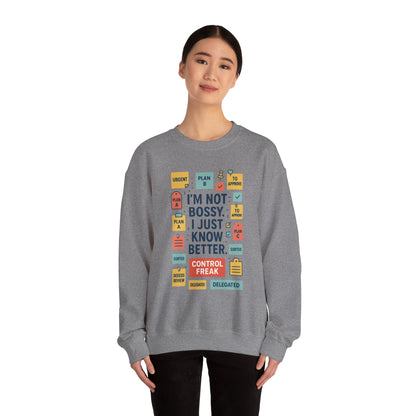 Funny Womens Control Freak Sweatshirt, Bold Sarcastic Quote Pullover, Ideal Gift for Bossy Friends, Funny Womens Sweatshirt