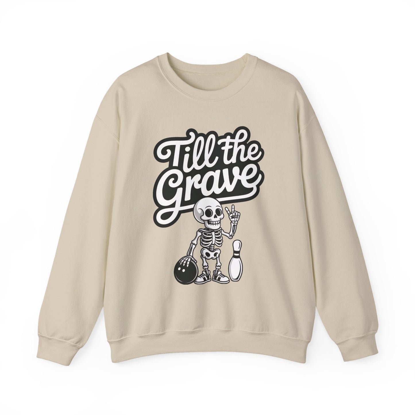 Funny Skeleton Bowling Mens Pullover, Halloween Apparel, Funny Skeleton Bowling Shirt, Casual Mens Crewneck, Cool Bowler Skull Crewneck