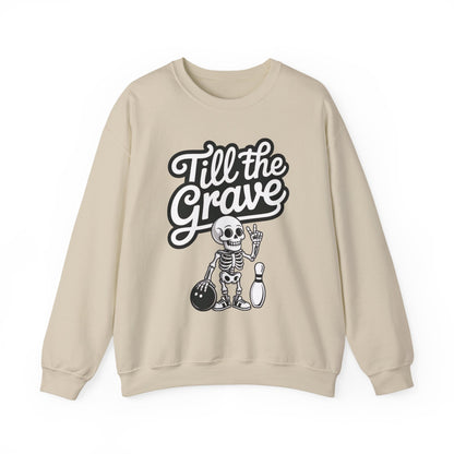Funny Skeleton Bowling Mens Pullover, Halloween Apparel, Funny Skeleton Bowling Shirt, Casual Mens Crewneck, Cool Bowler Skull Crewneck