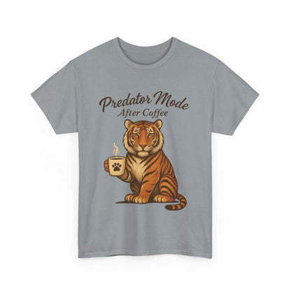 Predator Mode After Coffee Tiger Shirt, Funny Coffee Lover Tee, Mens Caffeine Graphic Tee, Morning Motivation Tiger Shirt,Coffee Addict Gift