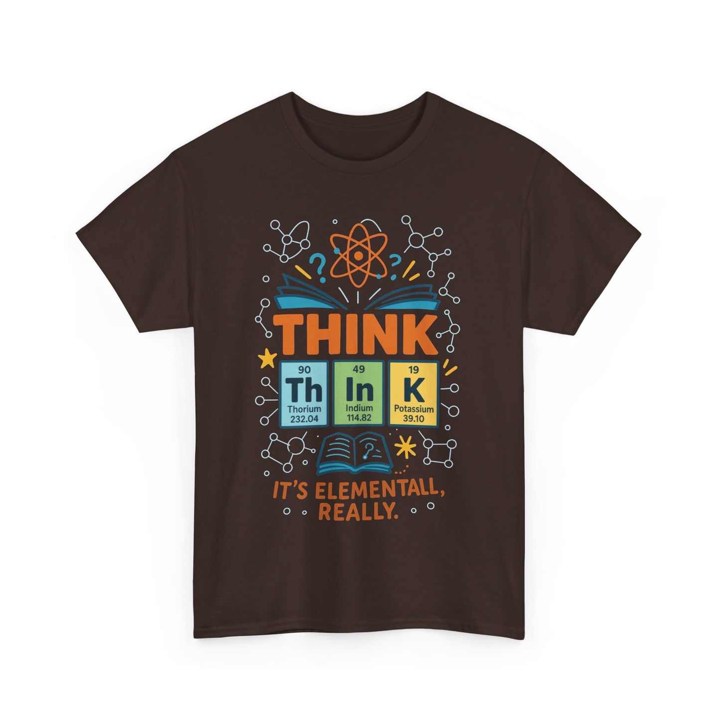 Funny Mens Science T-Shirt, THINK Element Periodic Table Shirt, Smart Geek Nerd Tee for Him, Ideal for Science Lovers, Geeky Apparel