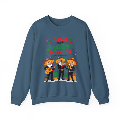 Santa and the Jingle Bells Mariachi Sweatshirt, Funny Mexican Christmas Jumper, Latin Holiday Fiesta Pullover