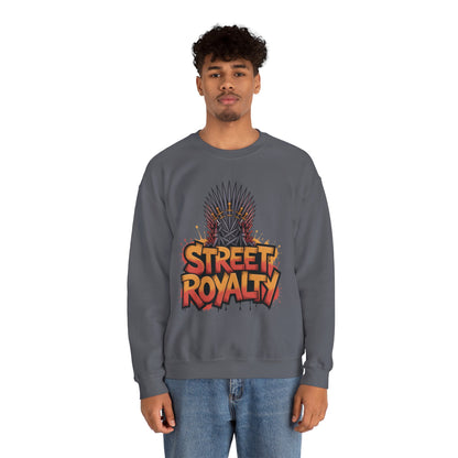 Street Royalty Men's Crewneck Sweatshirt, Graffiti Crown Graphic Pullover, Urban Streetwear Top for Men