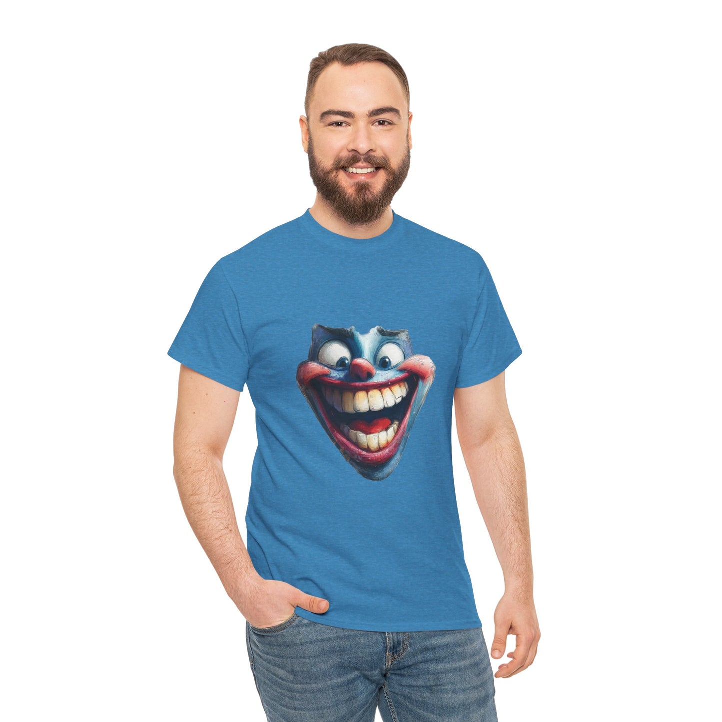 Funny Clown Face Unisex Heavy Cotton Tee, Creepy Clown Face T-Shirt, Humor T-Shirt,Clown Theme Shirt, Funny Horror Graphic Tee