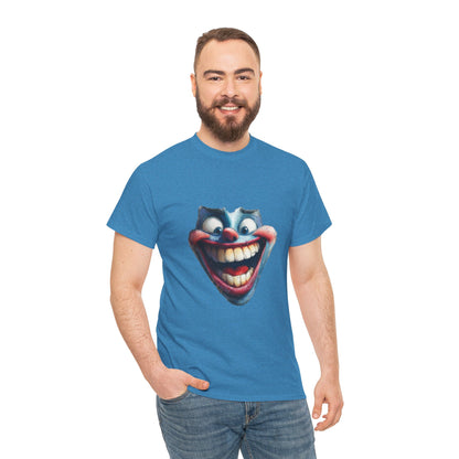 Funny Clown Face Unisex Heavy Cotton Tee, Creepy Clown Face T-Shirt, Humor T-Shirt,Clown Theme Shirt, Funny Horror Graphic Tee