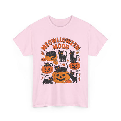 Meowlloween Mood Cat Shirt for Women, Cute Black Cat and Pumpkin Halloween Tee, Cozy Fall Kawaii Spooky Graphic Top, Cat Lover Gift