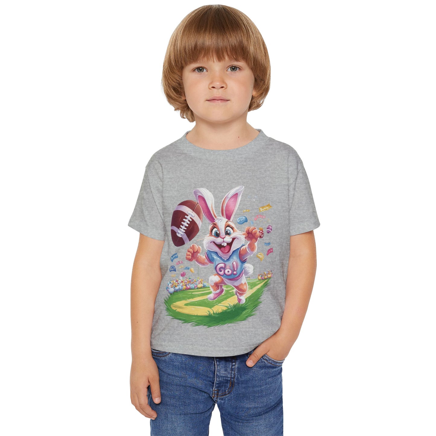 Touchdown Bunny Toddler T-Shirt - Fun Easter Football Shirt for Kids, Playful Bunny Sports Tee, Spring Game Day Outfit, Kids Easter Gift