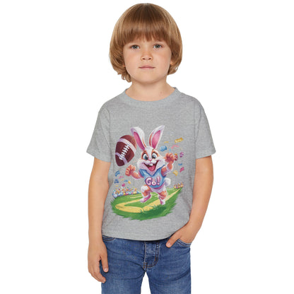 Touchdown Bunny Toddler T-Shirt - Fun Easter Football Shirt for Kids, Playful Bunny Sports Tee, Spring Game Day Outfit, Kids Easter Gift