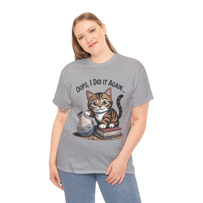 Playful Cat Women's Tee, Funny Oops I Did It Again Design, Cat Lover Gift, Casual Wear, Birthday Gift, Pet Lover Tee, Women's Gift