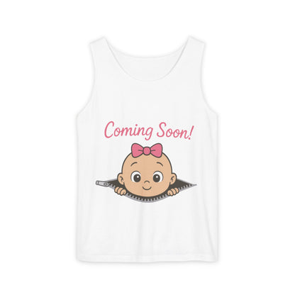 Coming Soon Maternity Tank Top, Cute Baby Girl Pregnancy Announcement Shirt, Expecting Mom Gift, Gender Reveal Tee, Baby Shower Gift