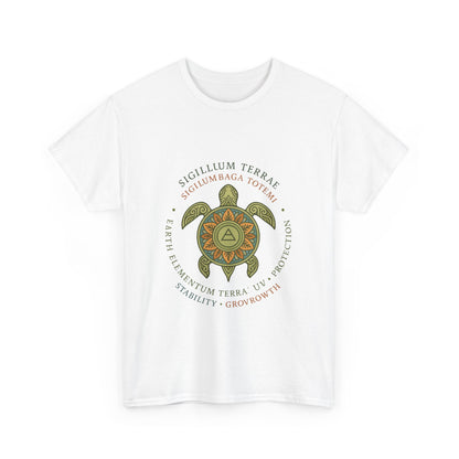 Earth Totem Turtle Unisex T-Shirt, Sigillum Terrae Symbol, Elemental Growth Unisex Tee, Spiritual UV Protection Shirt, Nature Symbol Gift