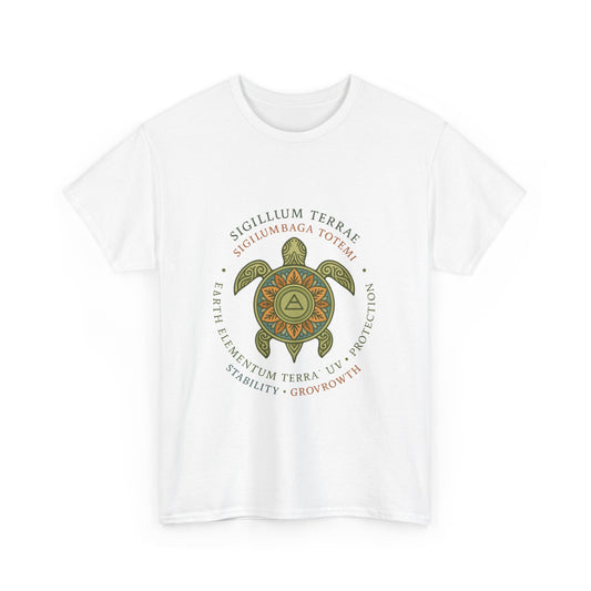 Earth Totem Turtle Unisex T-Shirt, Sigillum Terrae Symbol, Elemental Growth Unisex Tee, Spiritual UV Protection Shirt, Nature Symbol Gift