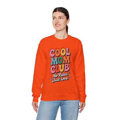 Cool Mom Club Sweatshirt, Gift for Moms, Mother's Day, No Rules Just Love, Retro Colorful Unisex Heavy Blend Crewneck