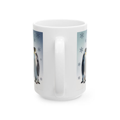 Cozy Penguin Winter Mug 15oz, Holiday Gift for Animal Lovers, Winter Decor, Hot Cocoa, Coffee Lover's Present, Penguin Enthusiast