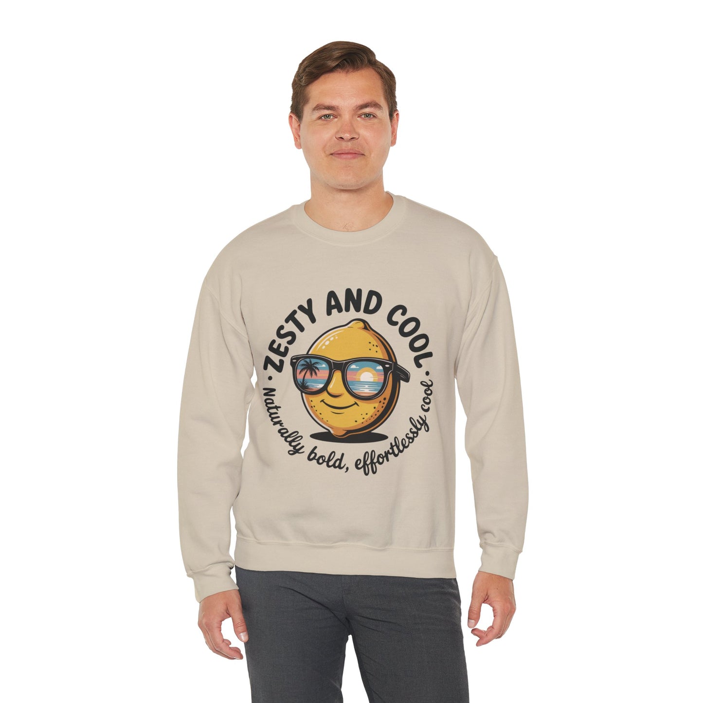 Zesty Lemon Mens Crewneck Sweatshirt - Fun Gift for Friends, Cool Casual Style, Summer Vibes, Mens Graphic Apparel, Perfect for Relaxing