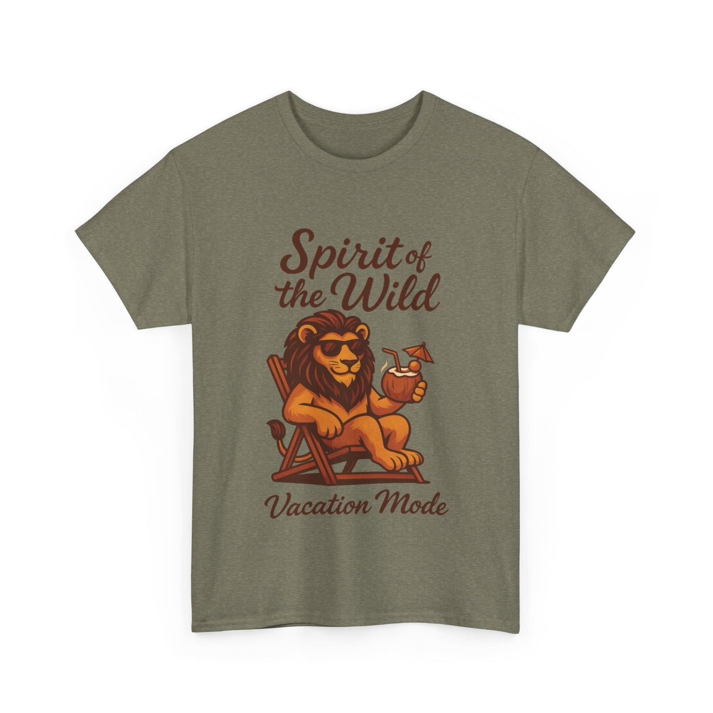 Spirit of the Wild Lion Shirt for Men - Vacation Mode Funny Summer Tee - Relaxed Jungle King Graphic, Vacation Mode, Perfect for Vacations