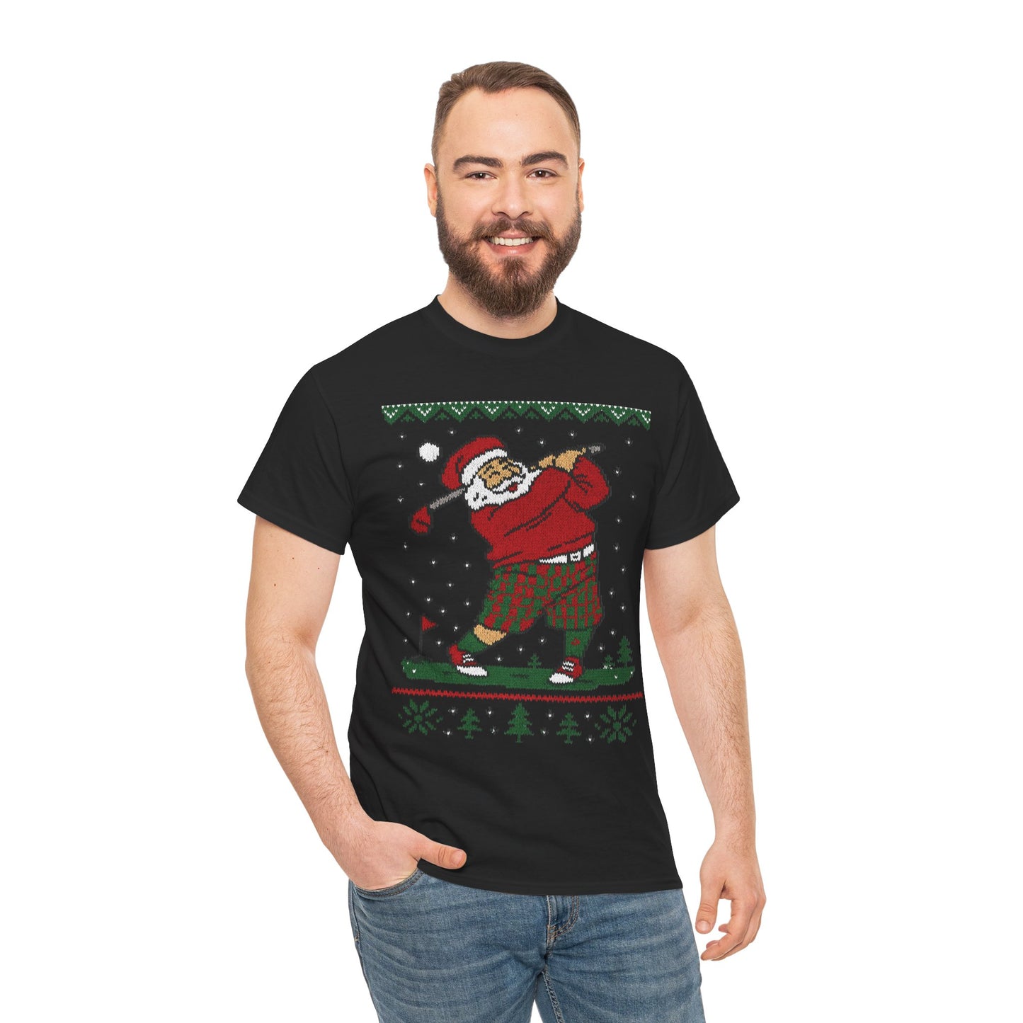Funny Golfing Santa Christmas T-Shirt, Ugly Christmas Golf Shirt for Men, Holiday Golf Player Tee