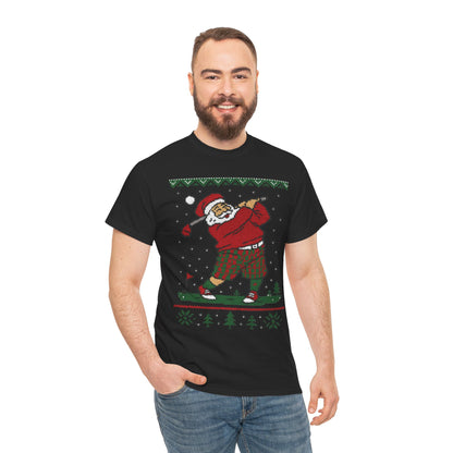 Funny Golfing Santa Christmas T-Shirt, Ugly Christmas Golf Shirt for Men, Holiday Golf Player Tee