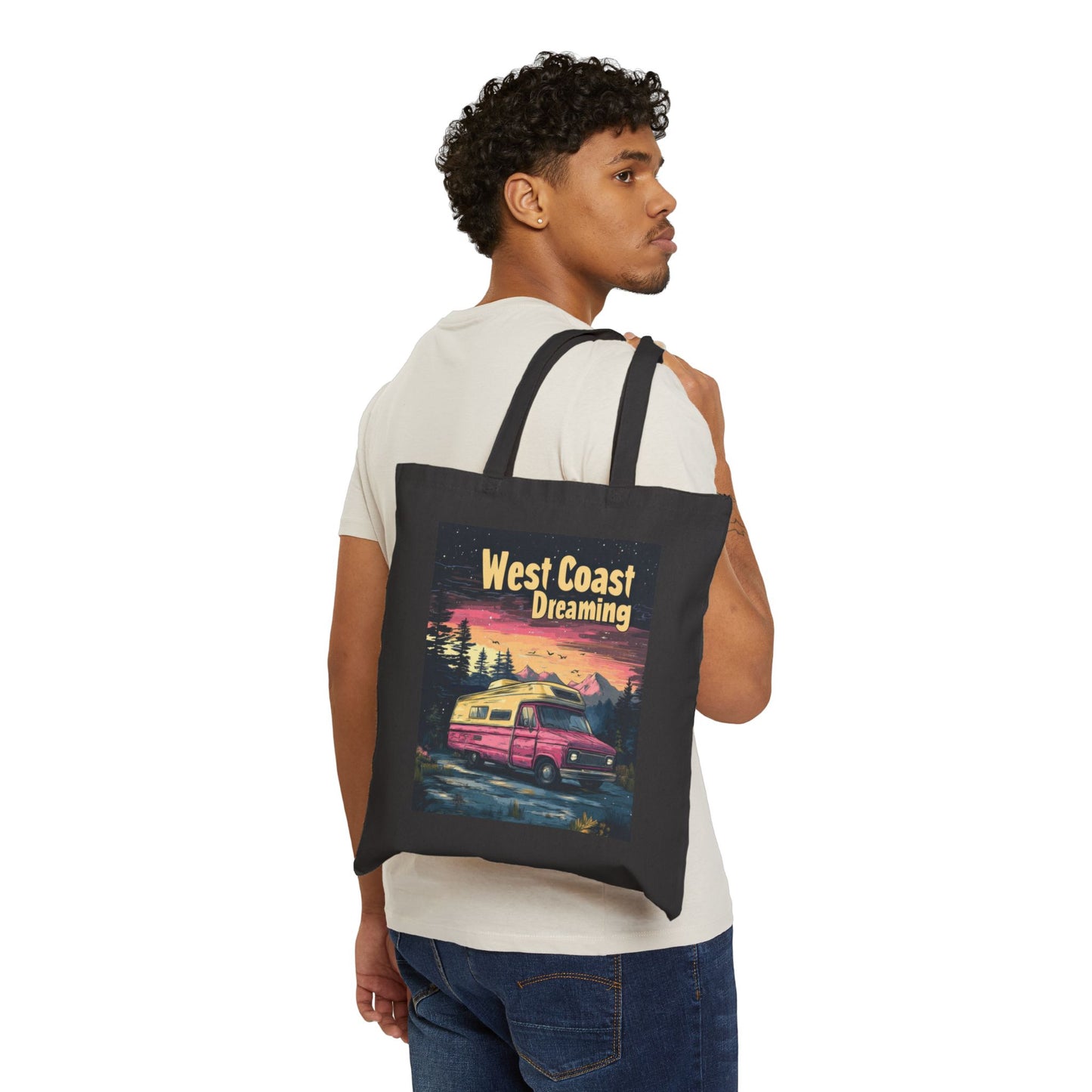 West Coast Dreaming Tote Bag, Eco-Friendly Cotton Bag, Beach Bag, Travel Tote, Gift for Adventure Lovers