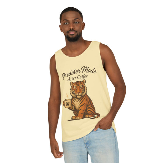 Predator Mode After Coffee Tank Top - Funny Coffee Lover Mens Muscle Tank - Tiger Caffeine Gym Shirt - Morning Motivation Top