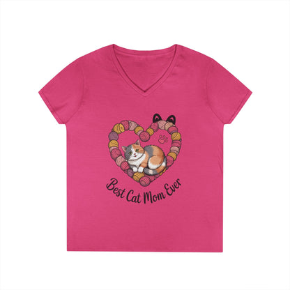 Best Cat Mom V-Neck T-Shirt, Gifts for Cat Lovers, Pet Mom Tee, Cute Cat Shirt, Animal Lover Apparel, Mother's Day Gift