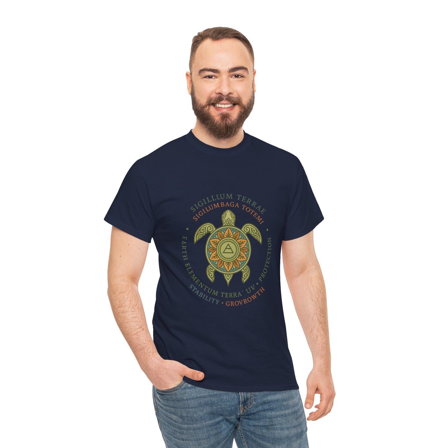 Earth Totem Turtle Unisex T-Shirt, Sigillum Terrae Symbol, Elemental Growth Unisex Tee, Spiritual UV Protection Shirt, Nature Symbol Gift