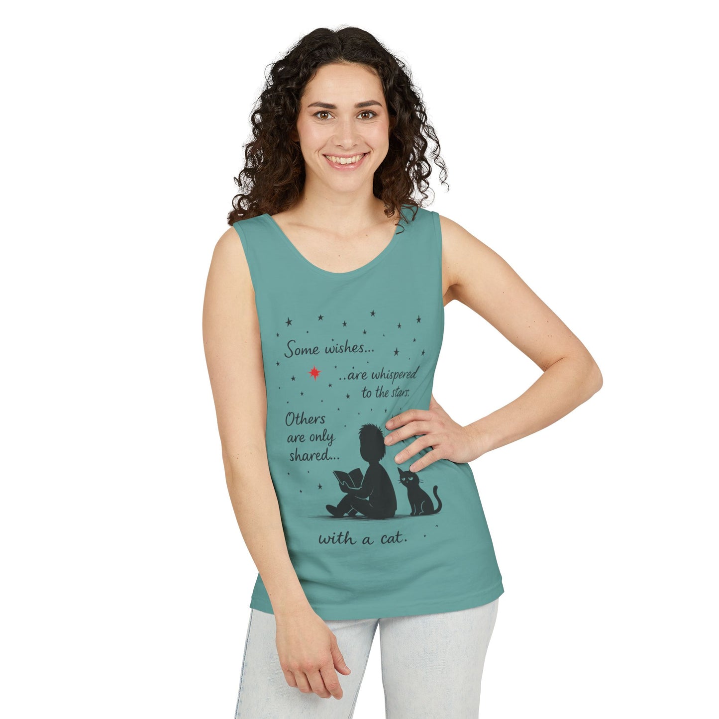 Whimsical Cat Lover's Tank Top, Inspirational Quote Top, Womens Garment-Dyed Summer Shirt, Gifts for Cat Moms, Casual Wear, Pet [...]