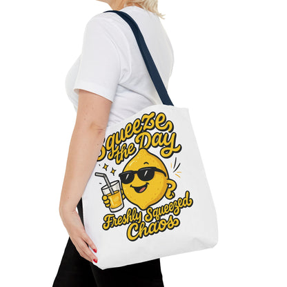 Lemon Themed Tote Bag, Squeeze the Day, Shopping Bag, Gift for Citrus Lovers, Eco-Friendly Carrier, Summer Accessory
