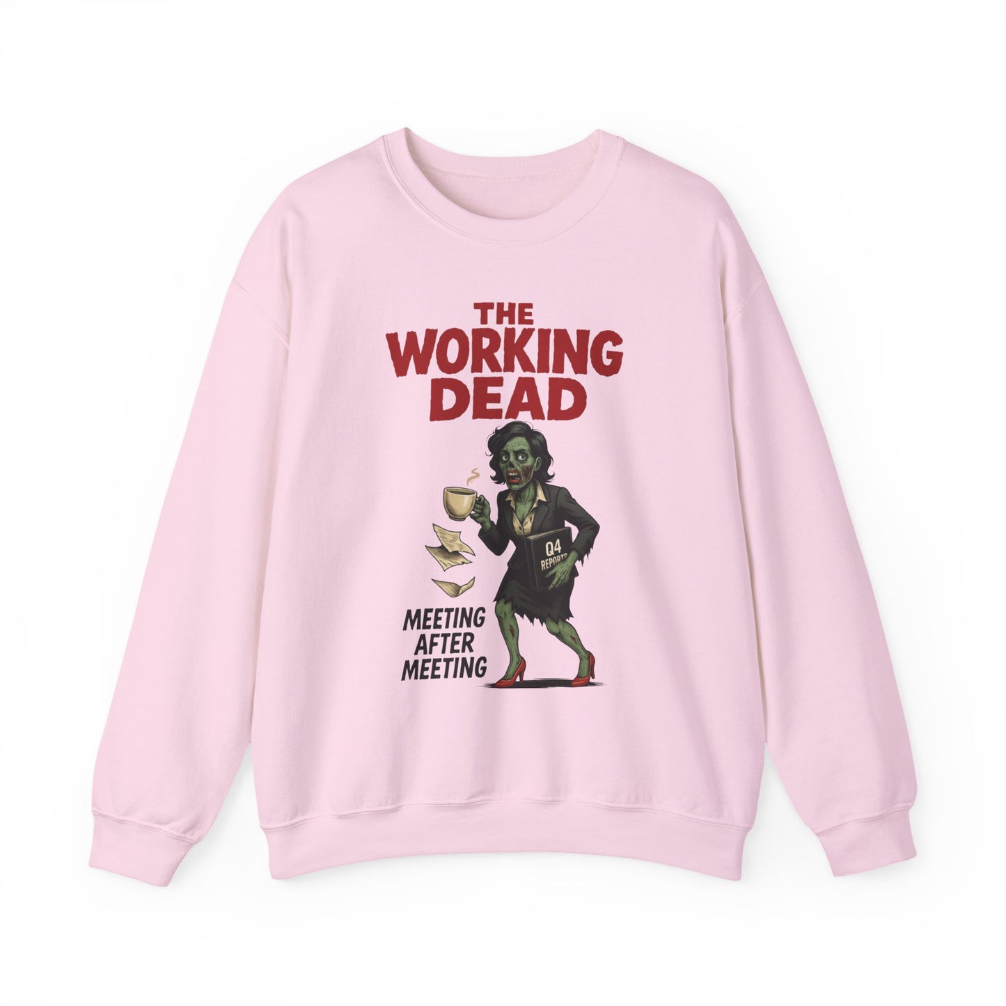 The Working Dead Women's Funny Zombie Sweatshirt, Office Humor Crewneck, Halloween Work Top