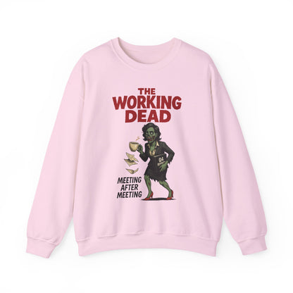 The Working Dead Women's Funny Zombie Sweatshirt, Office Humor Crewneck, Halloween Work Top