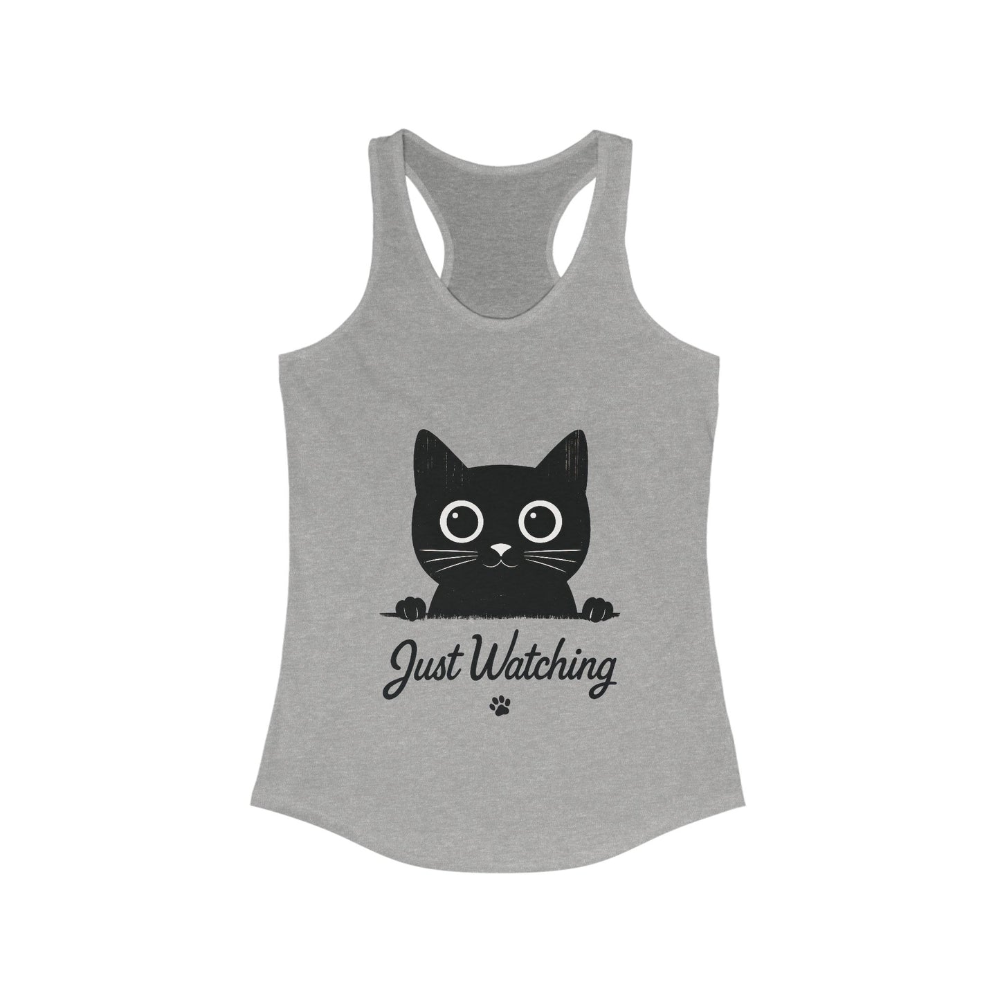 Just Watching Cat Womens Tank Top - Cute Black Kitty Sleeveless Shirt - Funny Summer Cat Lover Gift, Summer Beach Wear, Pet Themed Apparel