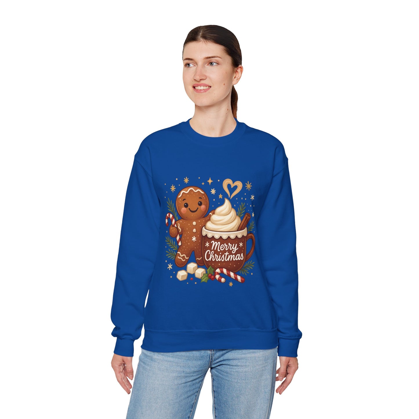 Women's Gingerbread - Hot Cocoa Christmas Sweatshirt,  Cozy Holiday Pullover, Women's Heavy Blend™ Crewneck Sweatshirt