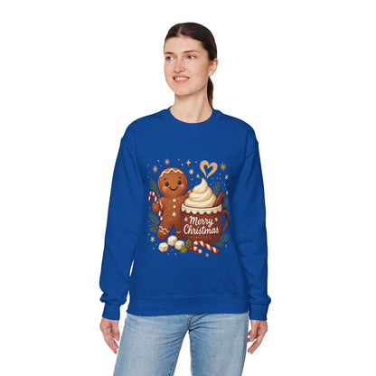 Women's Gingerbread - Hot Cocoa Christmas Sweatshirt,  Cozy Holiday Pullover, Women's Heavy Blend™ Crewneck Sweatshirt