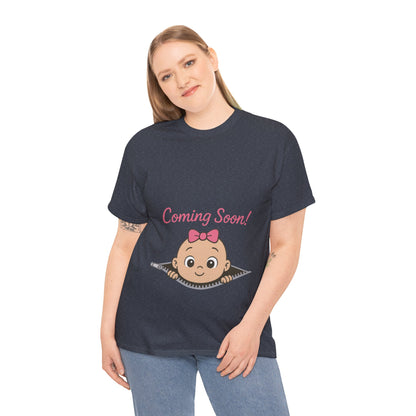 Coming Soon Maternity T-Shirt, Cute Baby Girl Pregnancy Announcement Shirt, Expecting Mom Gift, Gender Reveal Tee, Baby Shower Gift