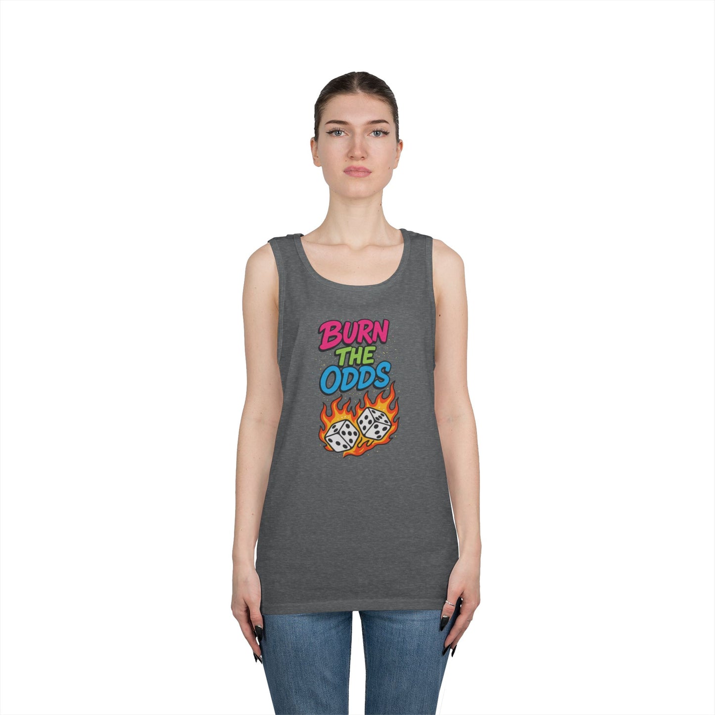 Burn the Odds Tank Top, Casual Summer Wear, Gaming Gift, Dice Design Tee, Gift for Gamers, Funny Tank, Perfect for Parties