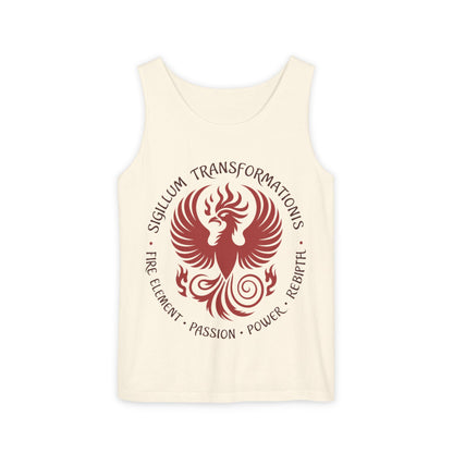 Phoenix Fire Element Tank Top, Sigillum Transformationis Seal, Passion Power Rebirth Totem, Phoenix Symbol Unisex Tank, Spiritual Tee