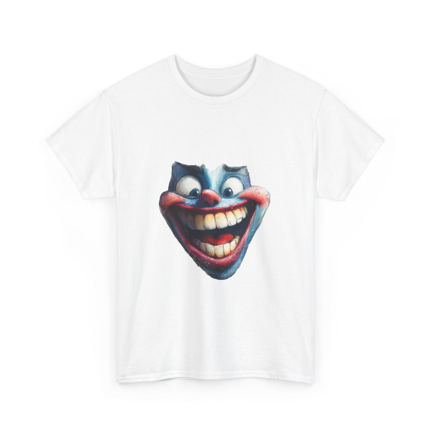 Funny Clown Face Unisex Heavy Cotton Tee, Creepy Clown Face T-Shirt, Humor T-Shirt,Clown Theme Shirt, Funny Horror Graphic Tee