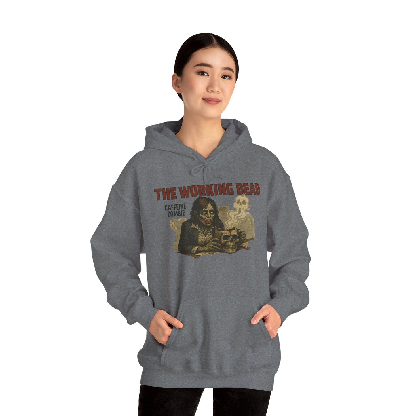 The Working Dead Women's Zombie Hoodie, Work Humor Hoodie, Halloween Work Top, Coffee Zombie Hoodie