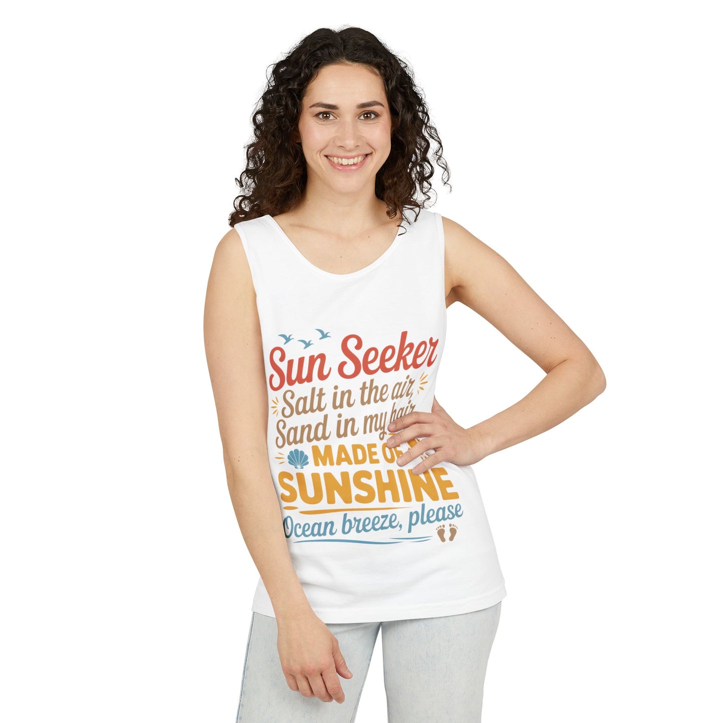 Sun Seeker Summer Quote Tank Top, Made of Sunshine Beach Vibes Tee, Ocean Breeze Please Tank Top for Women, Salt in the Air Sand Top