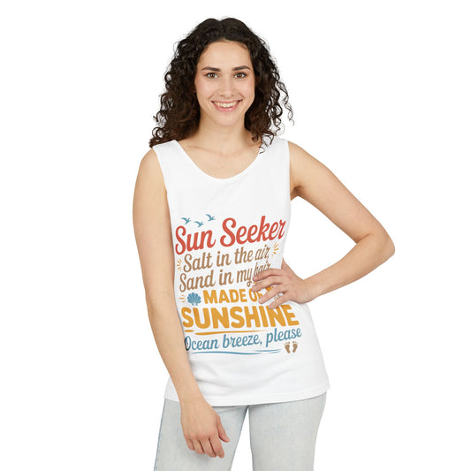 Sun Seeker Summer Quote Tank Top, Made of Sunshine Beach Vibes Tee, Ocean Breeze Please Tank Top for Women, Salt in the Air Sand Top