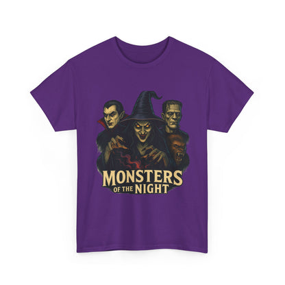 Monsters of the Night Women's T-Shirt, Classic Horror Witch, Vampire, Frankenstein Halloween Tee