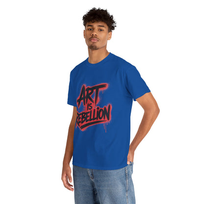 Men's Heavy Cotton Tee, Art Is Rebellion Men's T-Shirt, Graffiti Street Art Graphic Tee, Urban Skate Punk Style Shirt