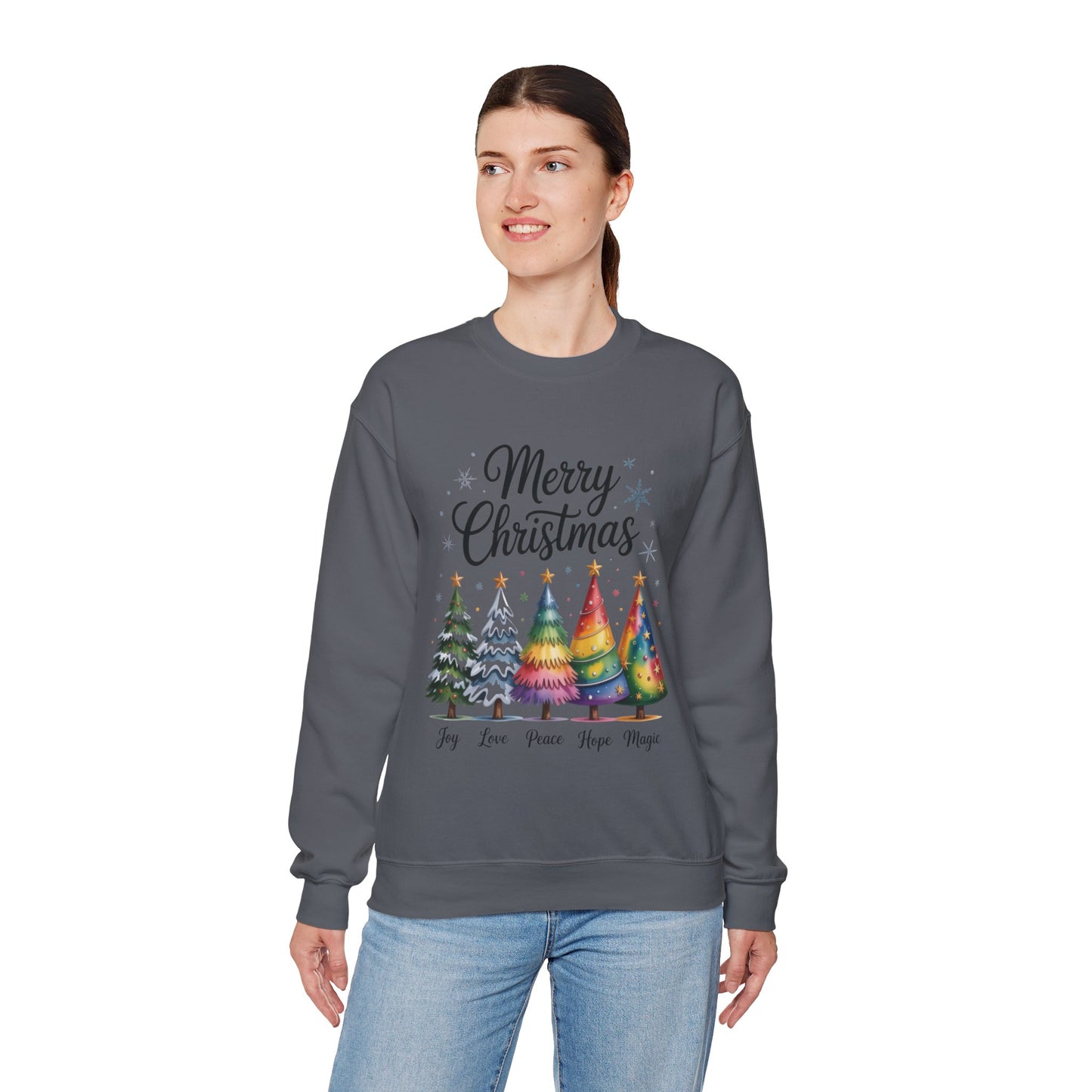Merry Christmas Women's Sweatshirt, Joy Love Peace Hope Magic Pullover, Women's Heavy Blend™ Crewneck Sweatshirt