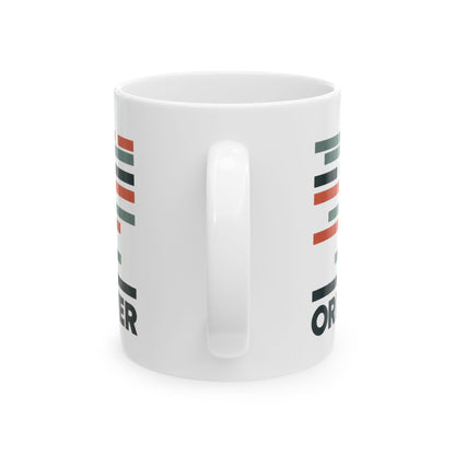 Order Creates Power Coffee Mug, Minimal Geometric Triangle Wraparound Cup, Scandinavian Modern Gift for Men, Ceramic Mug, (11oz, 15oz)