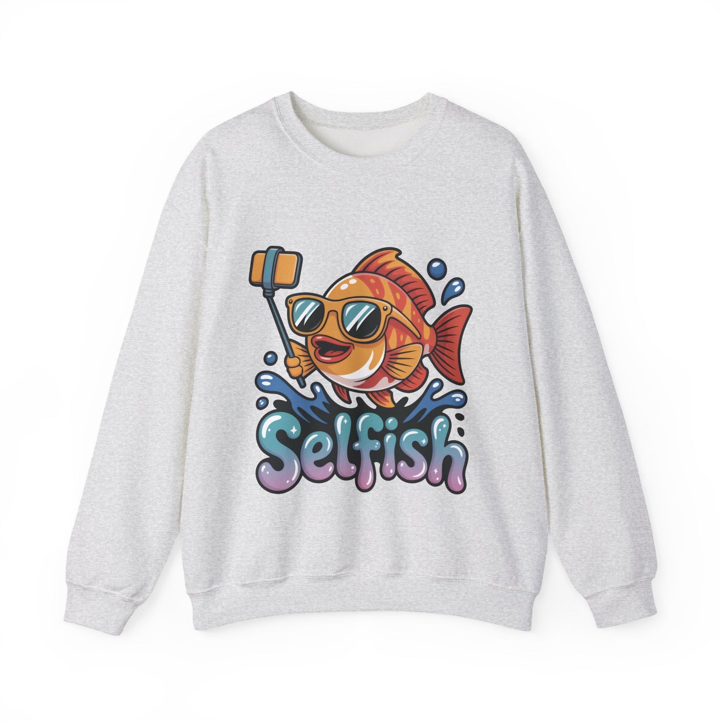 Selfish Womens Sweatshirt, Funny Selfie Pullover, Cute Ocean Pun Sweater, Playful Sea Life Gift, Fun Gift for Fish Lovers, Fishing Apparel