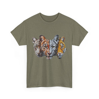 Wildlife Fusion Unisex Heavy Cotton Tee - Nature Lover's Apparel, Tiger Graphic Shirt, Animal Enthusiast Gift, Eco-Friendly Fashion