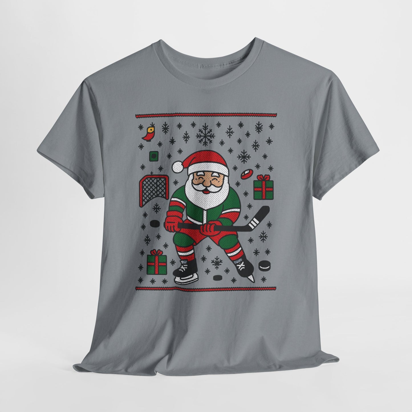 Hockey Santa Men's Christmas T-Shirt, Funny Sports Holiday Tee
