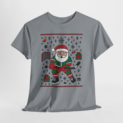 Hockey Santa Men's Christmas T-Shirt, Funny Sports Holiday Tee